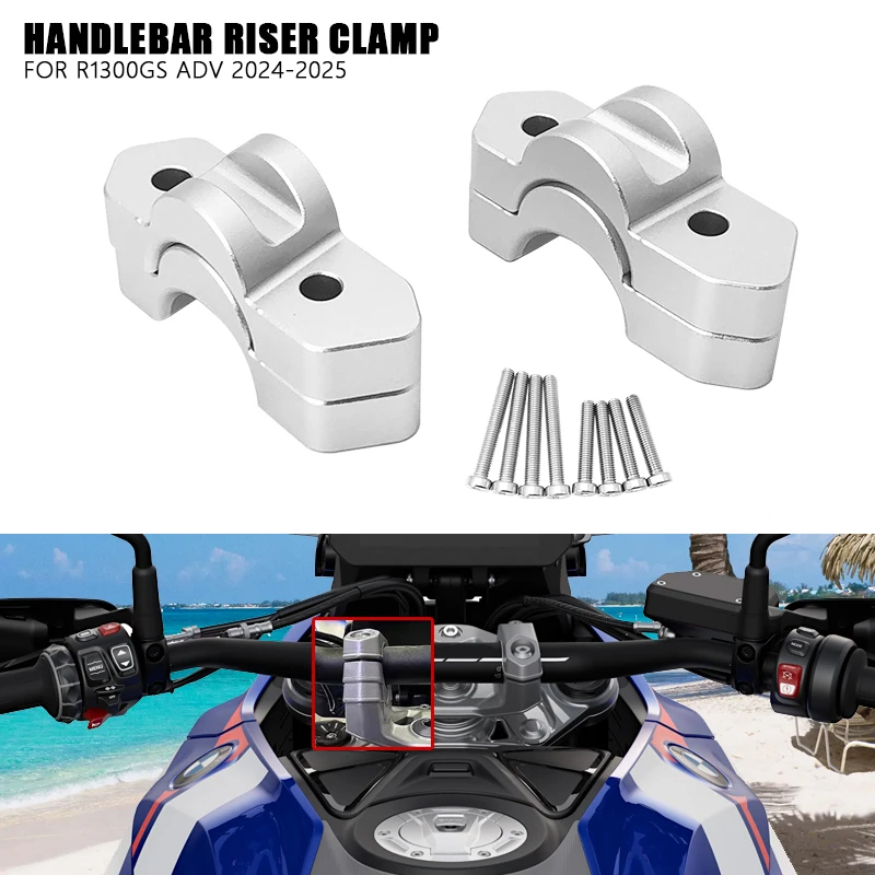 Fit For BMW R1300GS Handlebar Riser Clamp R 1300 GS ADV Adventure GS1300 2024-2025 CNC Aluminum Increased 15mm/30mm Riser Kit