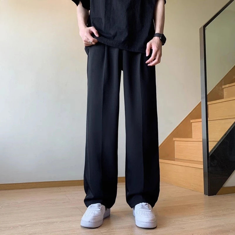 Fluid Baggy Draped Trousers for Men Straight Fabric Up New in Tailoring Chinese Homme Man Suits Pants Summer 2024 Slacks Classic