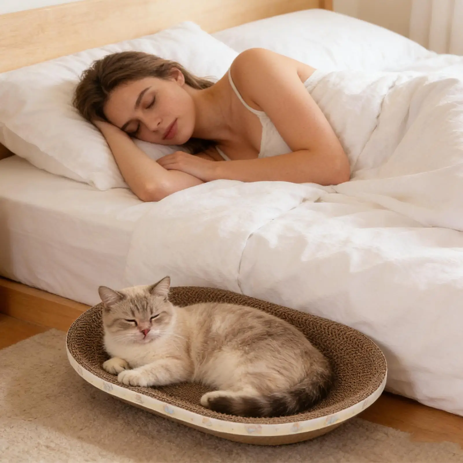 Katzen-Kratzmatte: Lustiges, atmungsaktives ovales Katzenbett, Kratzbett, Haustier-Sofa für Kätzchen zum Schlafen und Krallenpflegen im Wohnzimmer – Detail 5