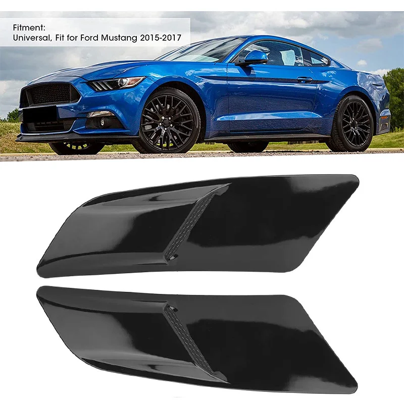 2Pcs/Set Hoods Cover Trim Car Front Hood Air Intake Trim Scoop Vent Guards Heat Panel Cover for Ford Mustang 2015 2016 2017