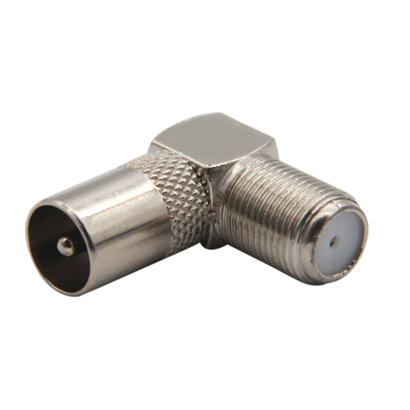 1PCS F-Type Female Aluminium Alloy 90 Degree Right Angle TV Aerial Antenna Plug Connector Adapter Plug to Socket Coax Cables