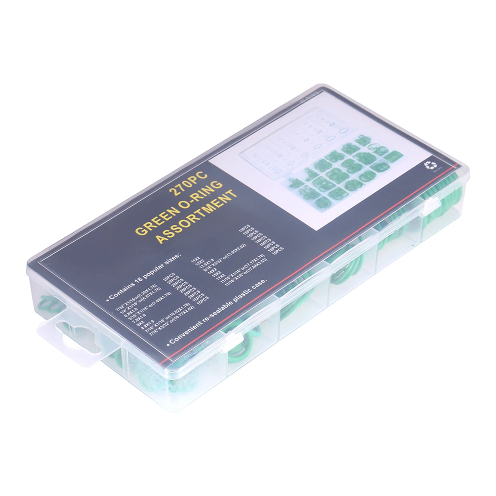 에어컨 용 O 링, 18 크기 270pcs 자동차 트럭 교체 에어컨 녹색 O 링 도구