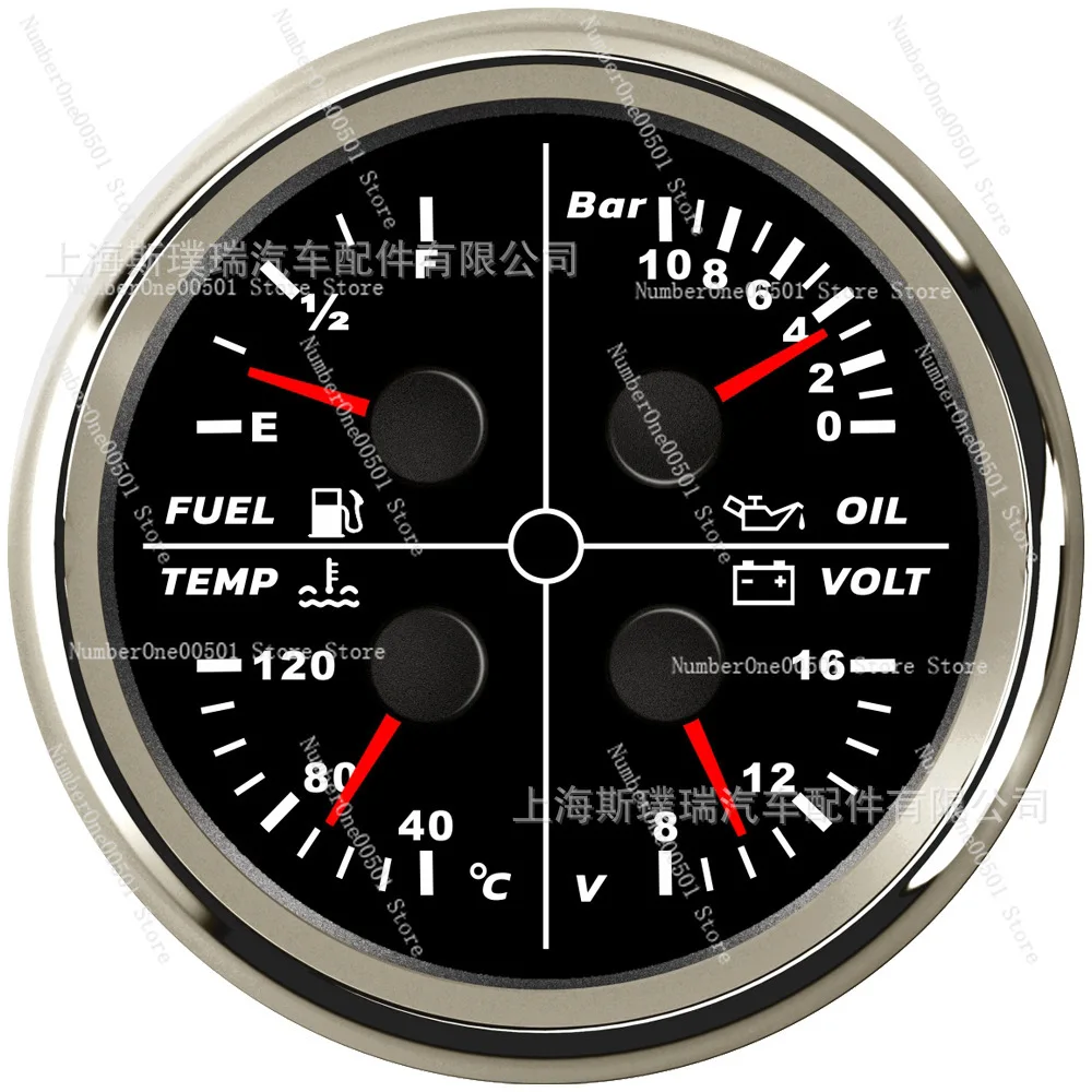 

85Mm modified vehicle and ship general oil level/oil pressure gauge 0-10Bar water temperature/voltage4-in-1 multi-function meter