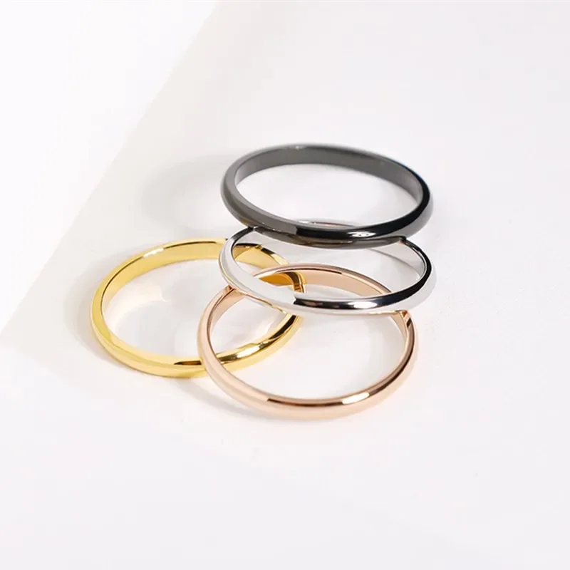 2mm Thin Stackable Ring Stainless Steel Knuckle Midi Rings Wedding Band for Women Girl Size 3-12