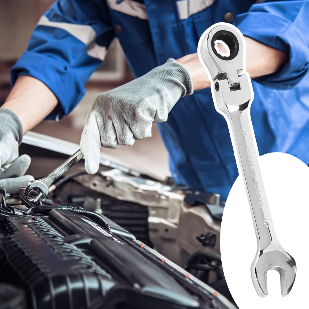 Dual-Purpose Movable Head Ratchet Wrench,High Hardness,Stable Auto Repair Tool,Hardware for Auto Maintenance,180 ° Adjustables