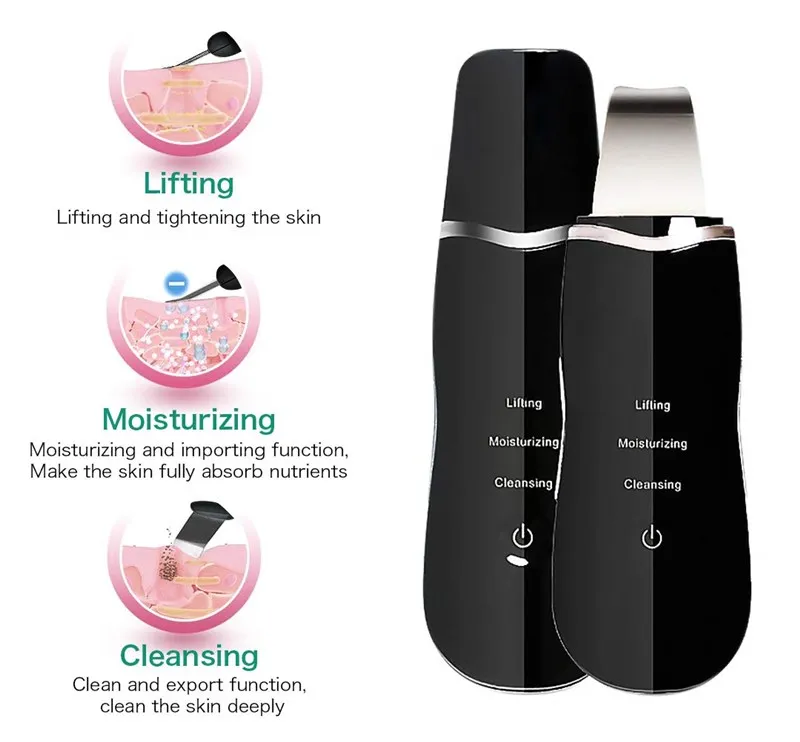 Elektrische Sonic Vibration Spachtel Schaber Edelstahl Gesichts Tiefenreinigung Peeling Mitesser Entfernung Haut Wäscher