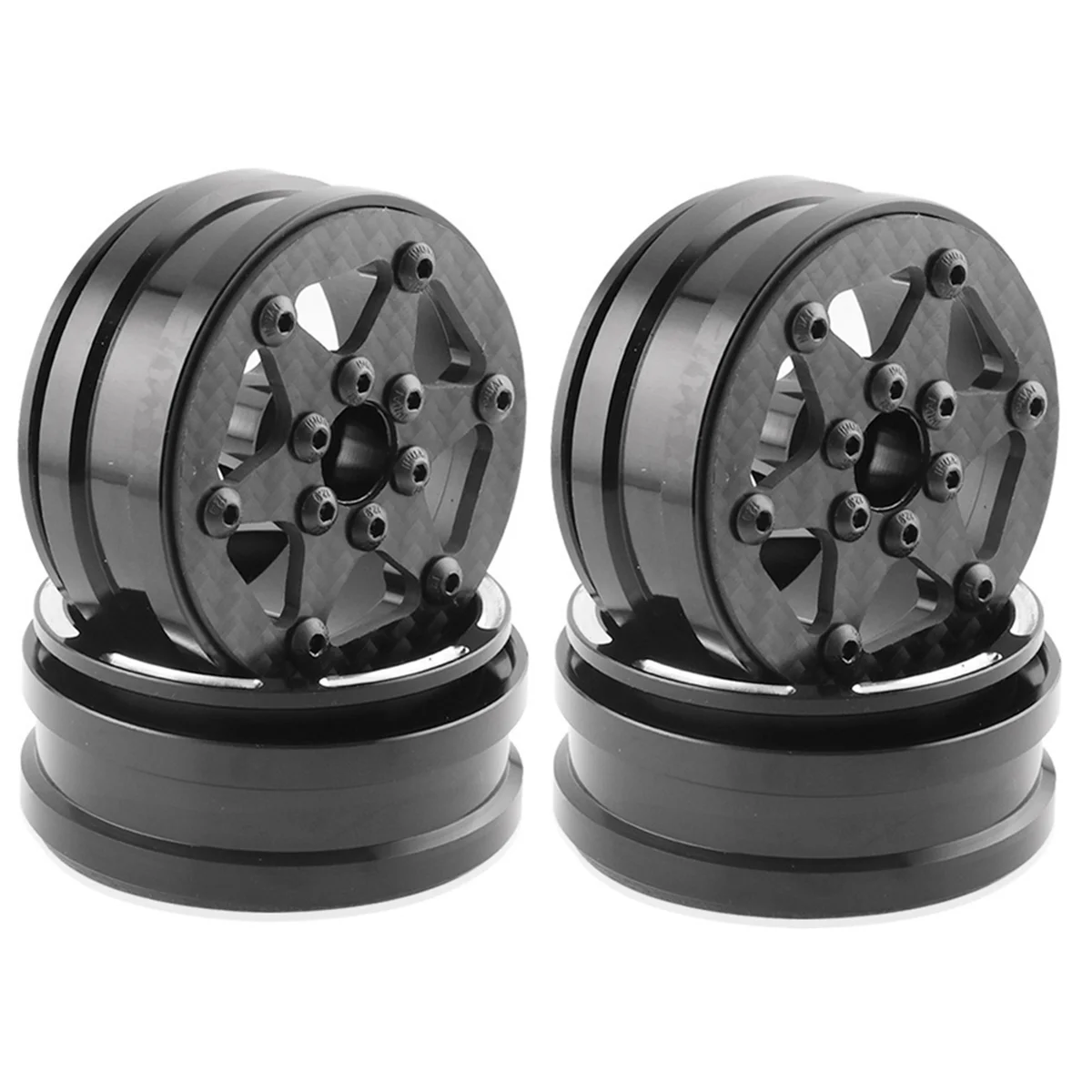 

4Pcs Carbon Fiber 1.9inch Beadlock Wheel Rim Wheel Hub for 1/10 RC Crawler Car Axial SCX10 TRX4 C