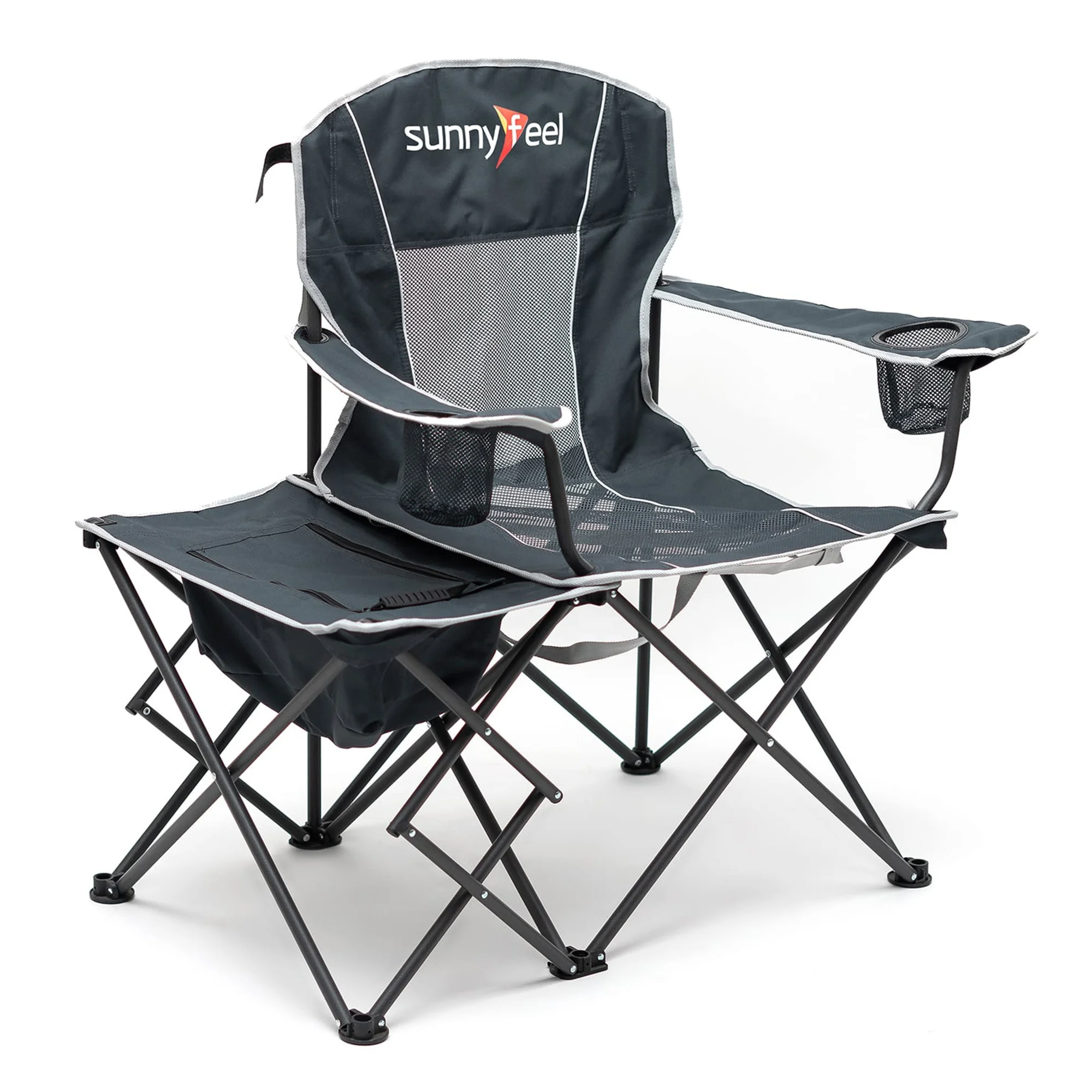 XL Oversized Camping Chair with Cooler Bag, Side Table, Padded Portable Lawn Chair for Adults Heavy Duty 300 LBS