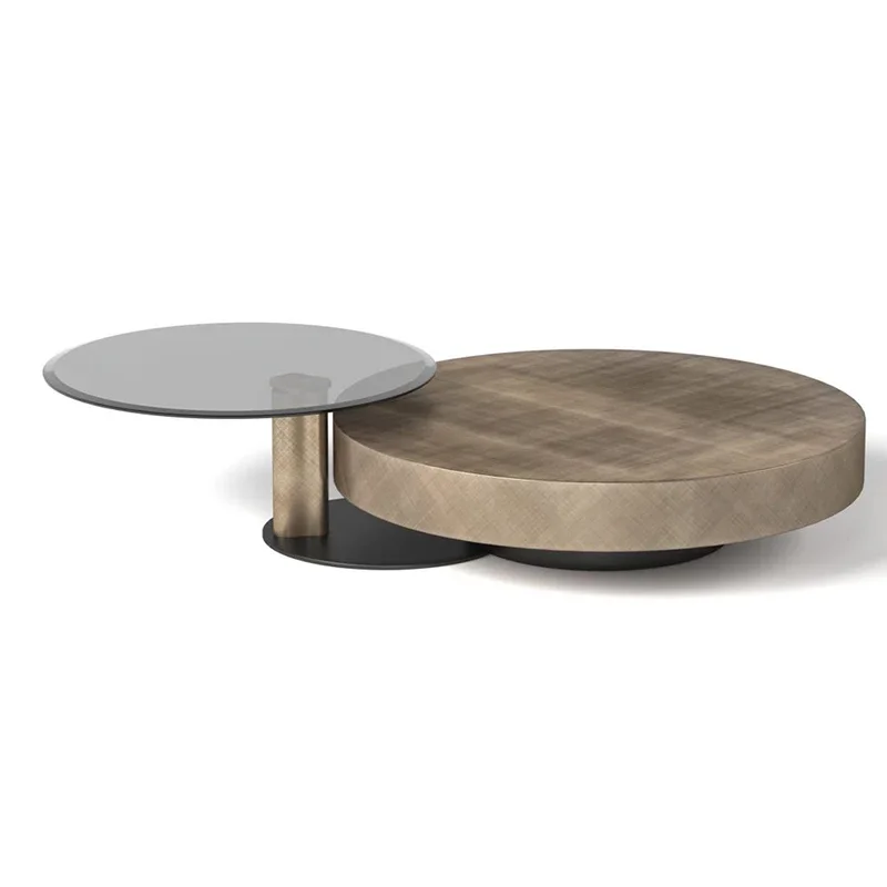 

Light luxury Italian round coffee table small apartment household tempered glass coffee table modern simple creativity