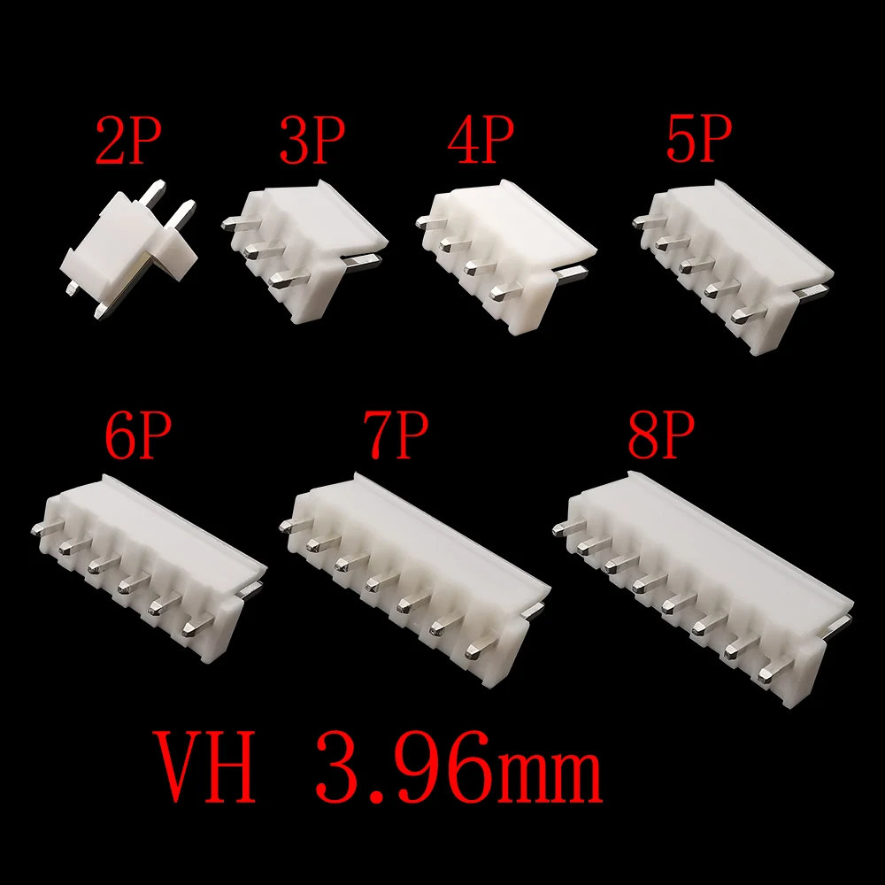 50Pcs JST VH3.96 VH 3.96mm Pitch Male Plug Housing 2/3/4/5/6/7/8 Pin Conenctor Straight Pin / Right Angle VH3.96 Plastic Shell