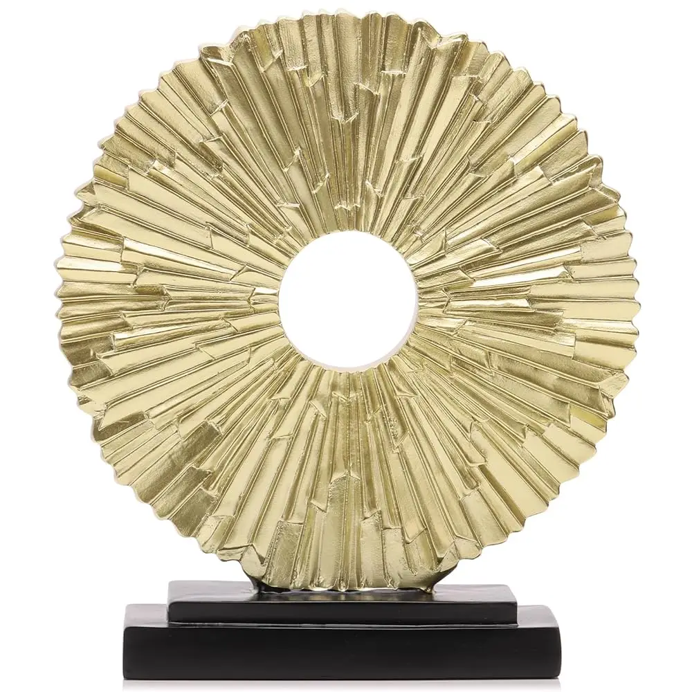 

Gold Home Decor Sculpture, Above Kitchen Cabinet Aesthetic, Living Room Round Statue Medallion, Center Pieces Table Decoration