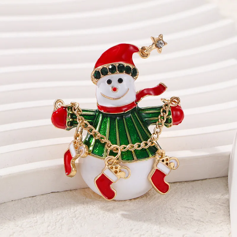 Popular Christmas brooch, women's holiday decoration, Christmas tree clothing accessories, Christmas snowman