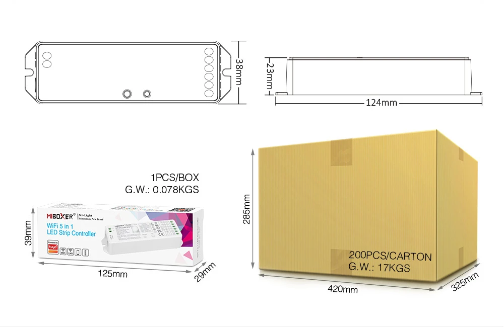 Miboxer WiFi+2.4G LED Controller Single Color Dual White RGB RGBW RGB+CCT SW2 SW5 WL5 Tuya Music APP Voice Control
