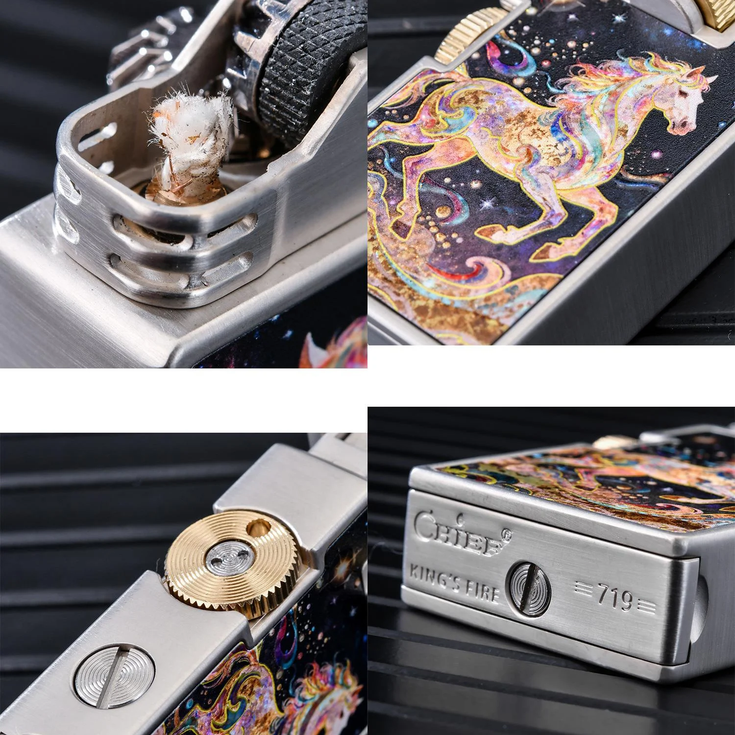 Unique Metal wicks Fluid Lighter Creative Engaged Cigarette Accessories Classic Retro Smokers Antique Collectible Gift