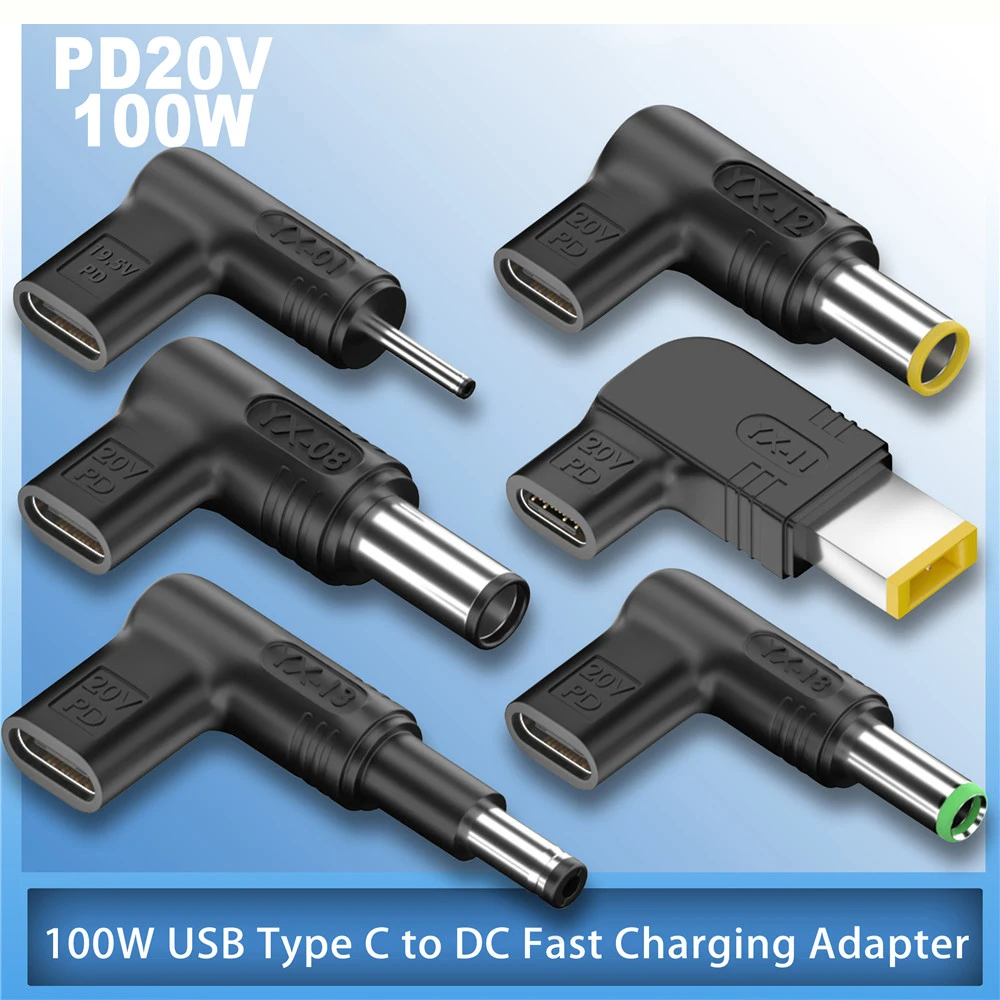 20V100W Laptop Power Adapter Connector DC Plug USB Type C Female to DC Male Jack Converter for Hp Dell Asus Acer Lenovo Notebook