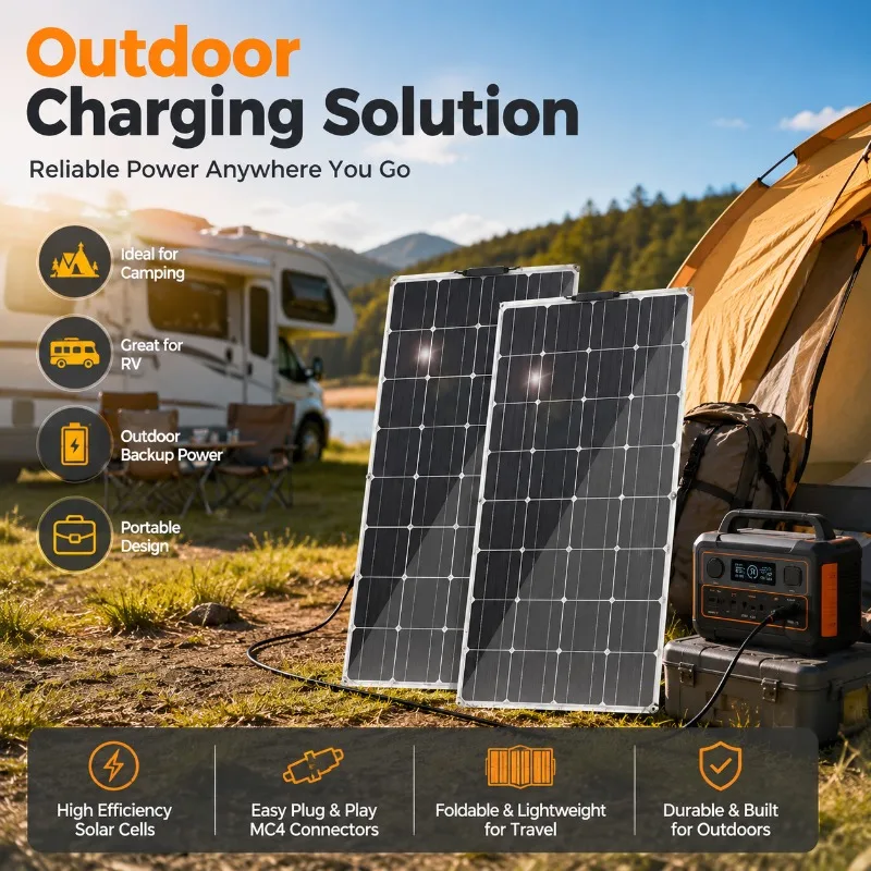 100W 12V Monocrystalline Solar Panel High Efficiency Off-Grid Solar Module for RV Boat Marine Workstation Cabin Power Supply