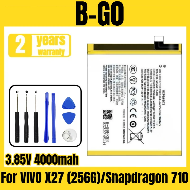 

Applicable to VIVO X27 (256G)/Snapdragon 710 battery B-G0 mobile phone battery, new large capacity, free tool 3.85V 4000mah