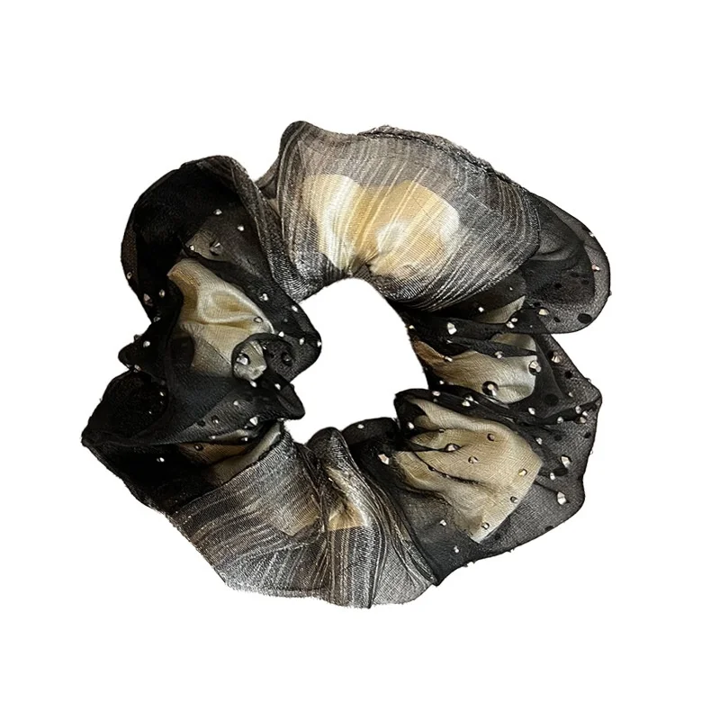 Eleganter Spitzenblumen-Scrunchie im koreanischen Stil, großer Haargummi für Damen und Mädchen, trendiges Haar-Accessoire für den Alltag. – Detail 13