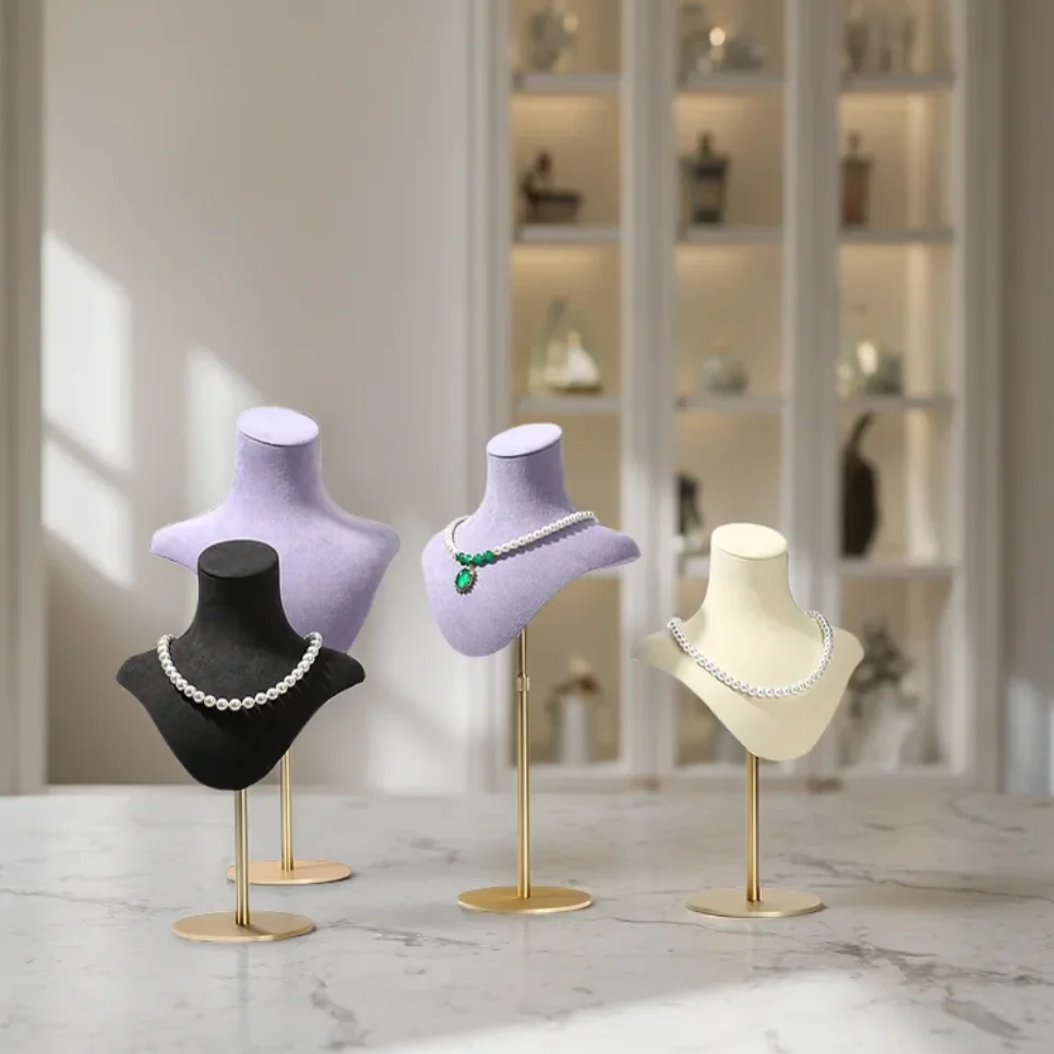 Purple Display Stand For Jewelry And Accessories During Live Streaming Human Figure With Neck On Display Props For Light Luxury