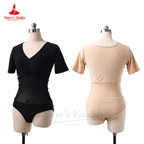 Imagen 2 del producto Top de danza del vientre para mujer, ropa de manga corta de algodón con cristales, ropa de práctica Oriental para niña, Tops de danza del vientre