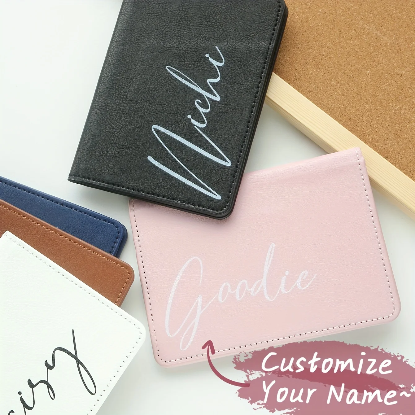 

1PC Personalized Name Passport Holder Customized Monogram Texture Faux Leather Passport Cover Travel Accessories