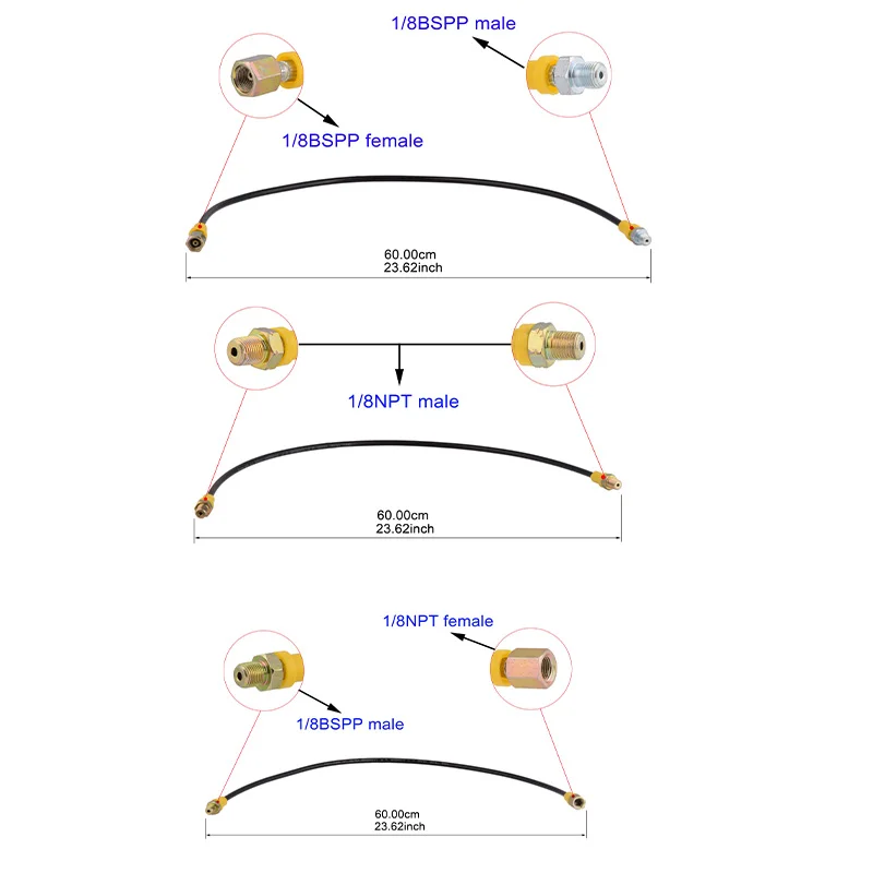 PCP Paintball High Pressure Hose Nylon Tube 300bar/4500psi HP Hoses  1/8NPT Female  Connection 13cm Long