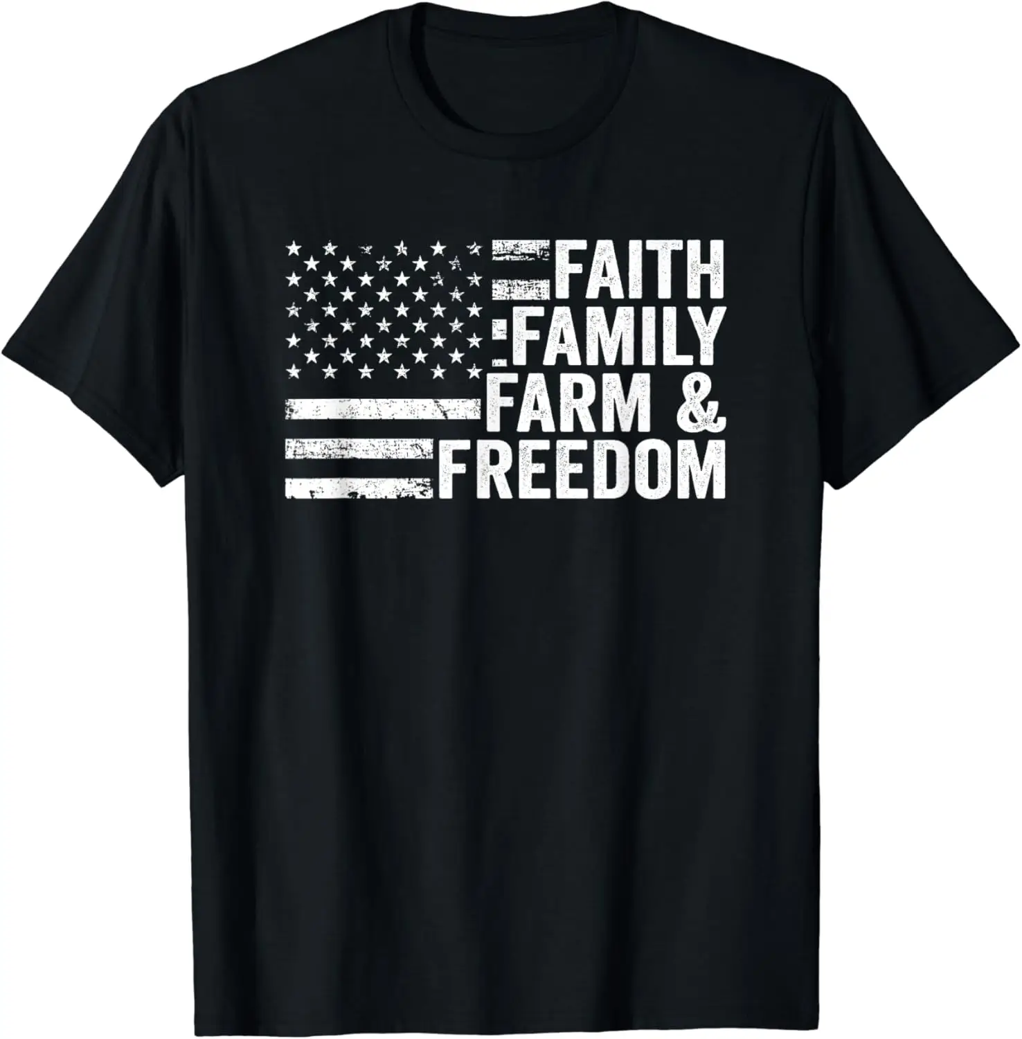 Faith Family Farm & Freedom - Patriotic Christian Farmer USA T-Shirt