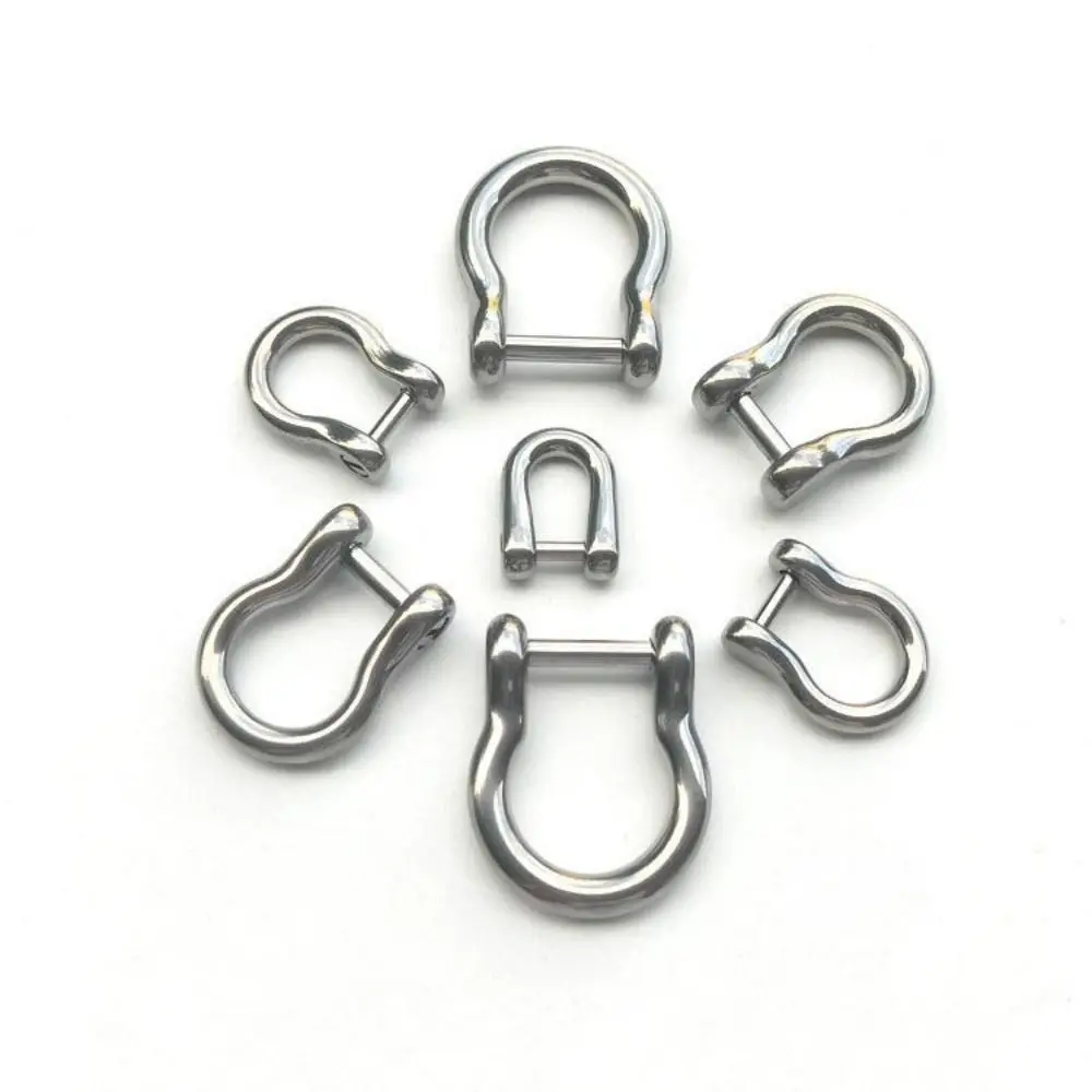 Titanium Alloy Horseshoe Buckles Carabiner D Bow Staples Shackle Key Ring Keychain Hook Buckles Outdoor Bracelet Buckles