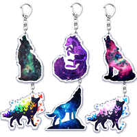 Fantasy Space Galaxy Wolf Keychains for Accessories Bag Pendant Keyring Fans Gifts