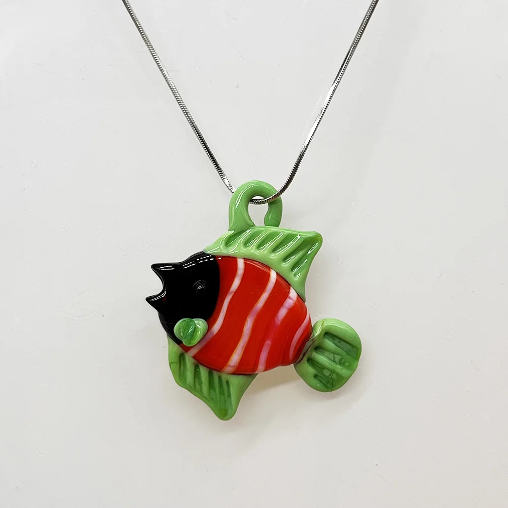 1pcsMixed Color Murano Glass Fish Pendant, Ocean Style Necklace/Bracelet DIY Accessories