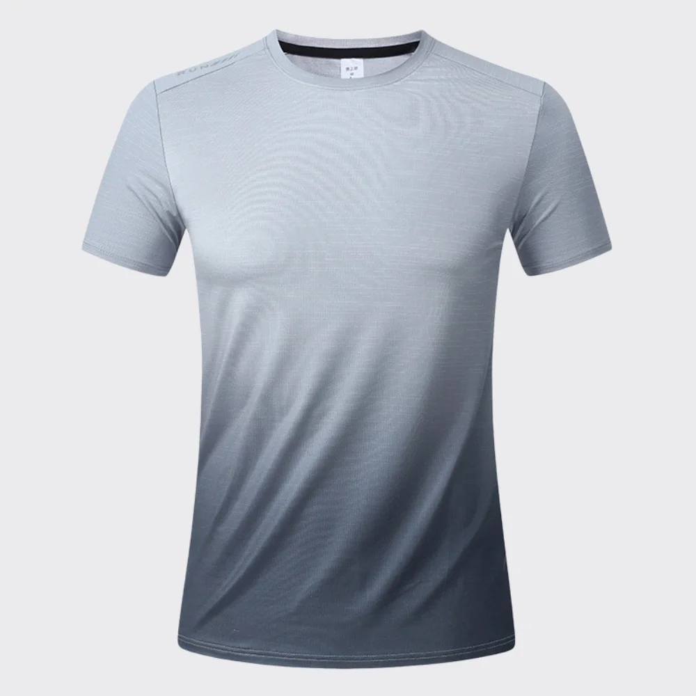 Men's Fitness Running T-Shirt Gym Sports Gradient Shirts Short Sleeve Summer Men Quick Dry Top Tee Breathable Workout Sweatshirt view 4
