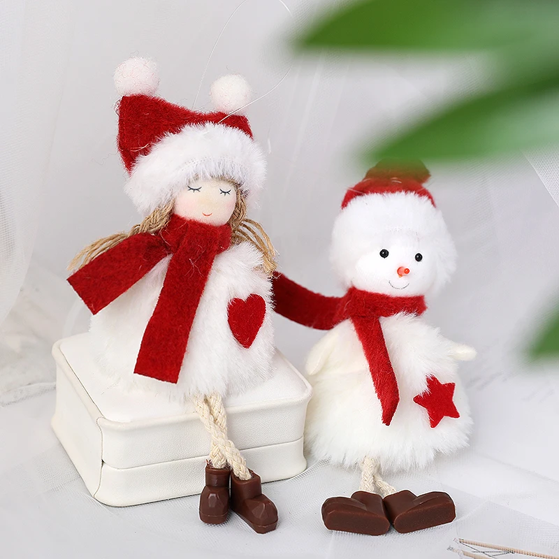 

White Plush Doll Angel Doll Cute Elk Snowman Santa Claus Pendant Christmas Tree Hanging Ornament Xmas Navidad New Year 2025 Gift