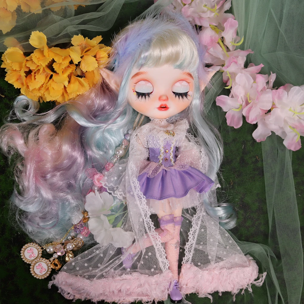 Accessories For ICY DBS Blyth Doll Purple Cloudy Elf Dress Suit 1/6 BJD Anime Girl OB24 Pullip Licca