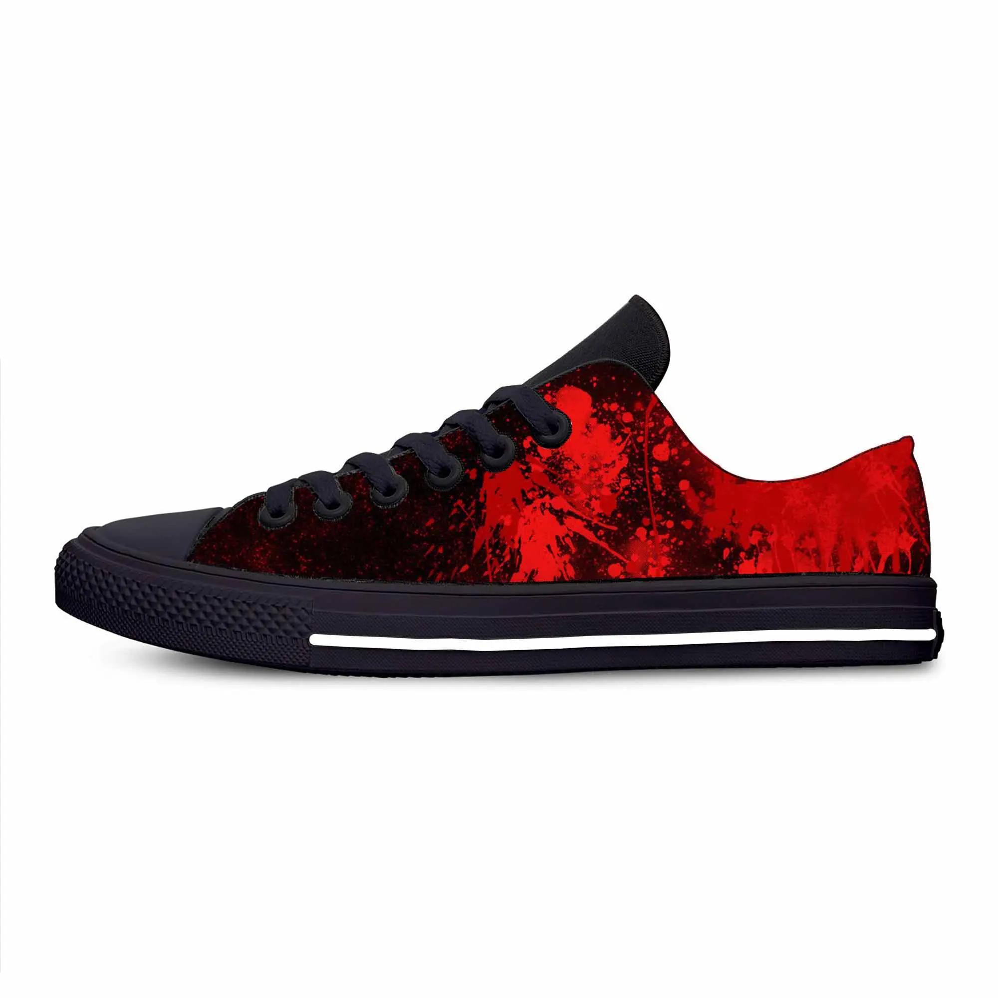 Blood Bloody Pattern Horror Halloween Goth Gothic Casual Cloth Shoes Low Top Comfortable Breathable 3D Print Men Women Sneakers