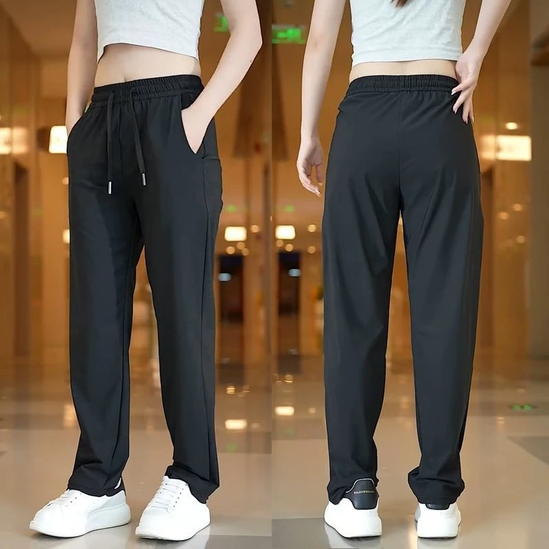 

Мужские летние ультратонкие дышащие быстросохнущие мягкие высокоэластичные повседневные брюки из ледяного шелка Cool Sensation, прямые длинные брюки