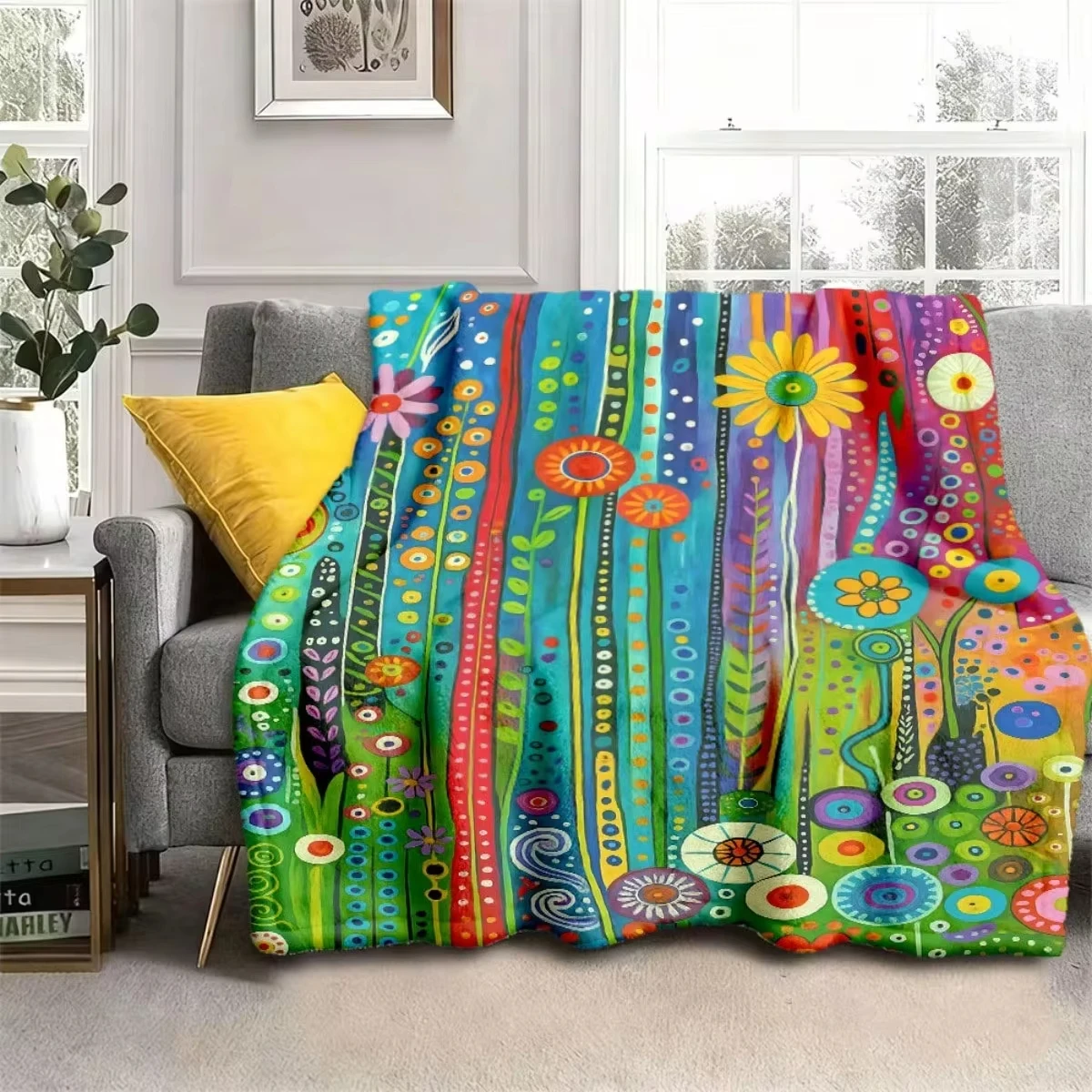 Leopard Print Blanket Fashion Turquoise Blue Gold Cheetah Spots Animal Pattern Throw Blanket Soft Warm Sofa Couch Living Room