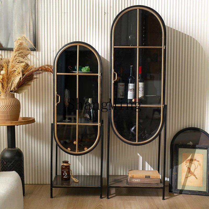 

FG light luxury floor wrought iron wine cabinet living room ultra-thin corridor aisle decoration home with door dust locker