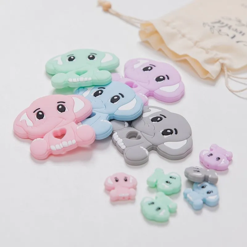 

BPA Free Animal Silicone Teethers 5PC Baby Teething Necklace Toy elephant Food Grade Silicone Cartoon Nursing Tiny Rod