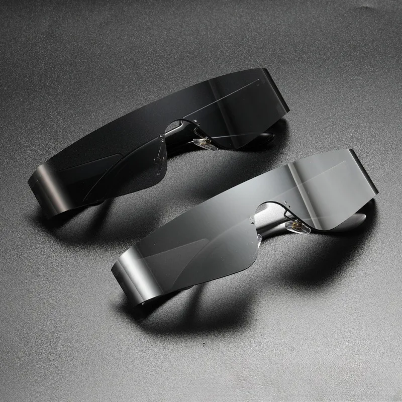 Future Oriented Y2K New Fashionable One-piece Sunglasses, Surround Style Sports Punk Sunglasses