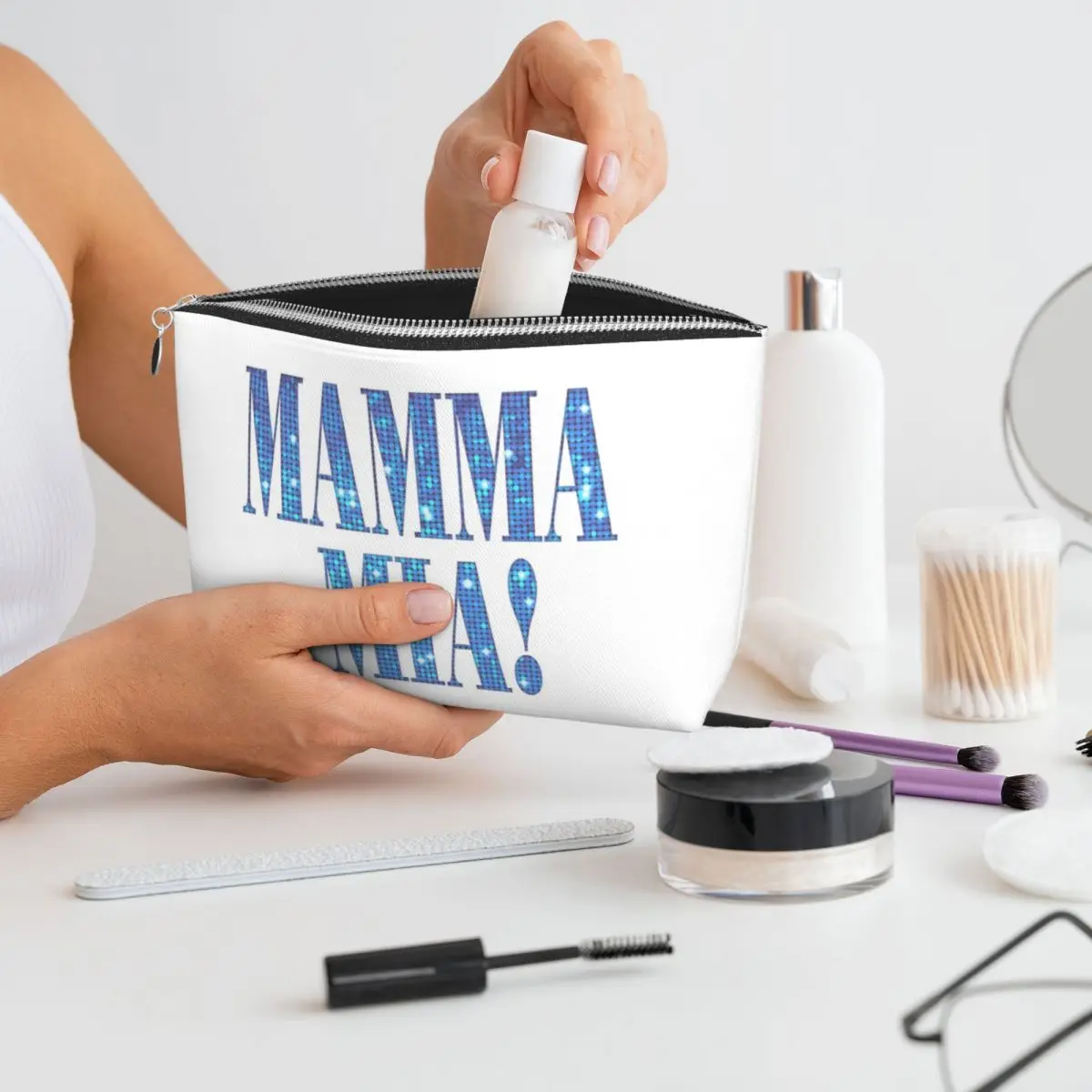 

Mamma Mia -disco Women Cosmetic Bag Travel Makeup Organizer Pouch Toiletry Storage Dopp Kit Case