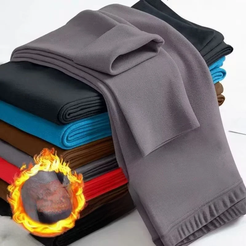 

plus Size Men's Thermal Pants Fleece Lined High Waist Autumn Trousers Warm Woolen Bottoming Underwear for Winter