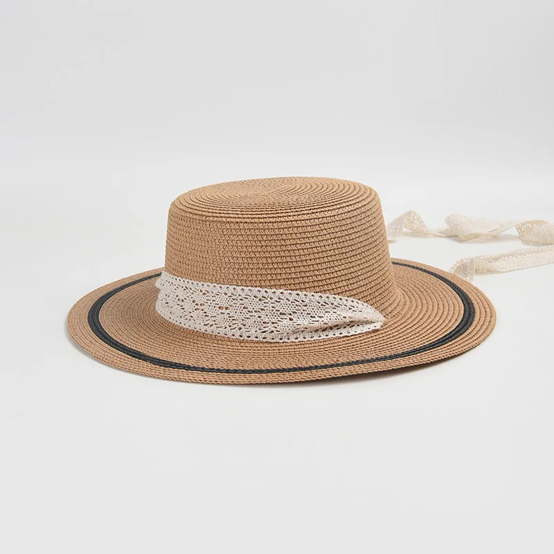 

Шляпа от солнца USPOP для женщин, ветрозащитная пляжная летняя соломенная шляпа на шнуровке с кружевным ремешком, 2024