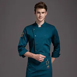 Chef Restaurant Jacket Long Sleeve Kitchen Cook Coat Men Women Waiter Uniform Hotel Bakery Work Wear