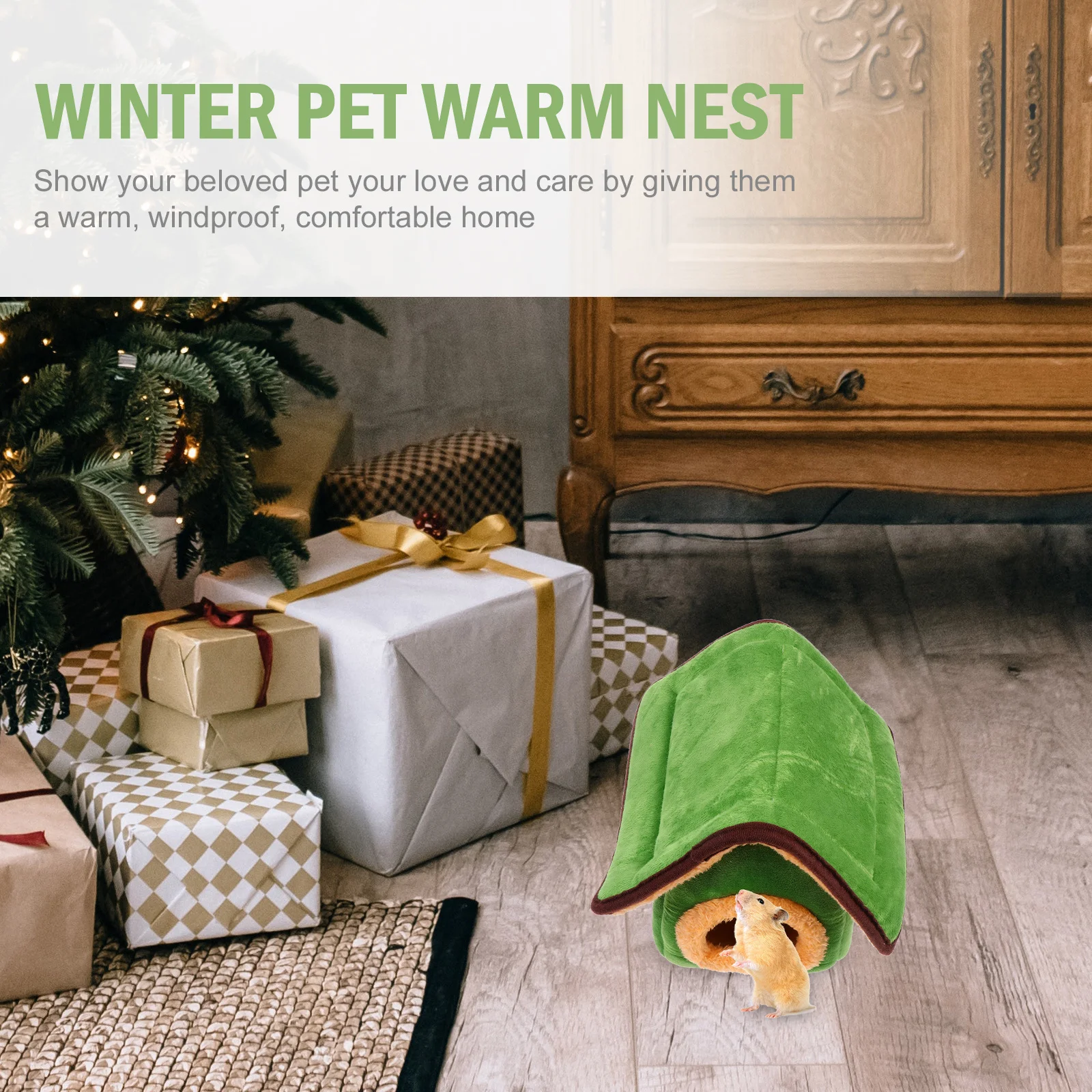 

1pc Pet Warm Nest Washable Small Animal Christmas Hedgehog Rat Bed Winter Sleeping Home For Hamster Chinchilla Hiding