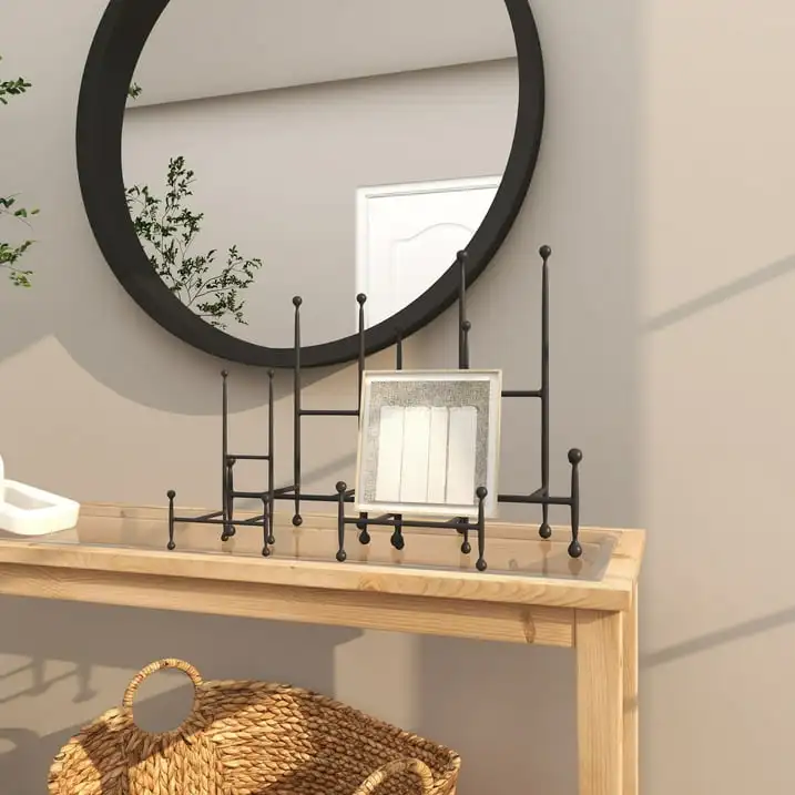 DecMode 14", 12", 10", 8"H Black Metal Easel with Ball Details, 4-Pieces