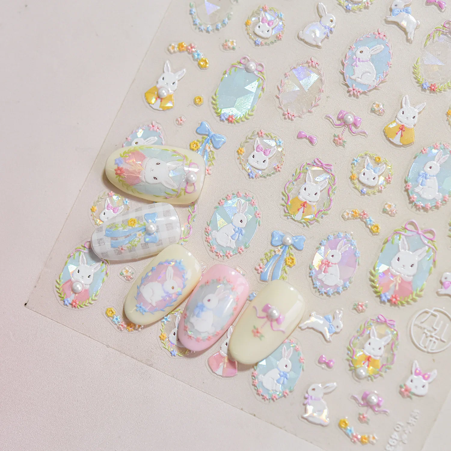 Graffiti Cat Claw Rabbit Bunny Bear Dog Flower Lovely Animal Fruit Dim Sum Candy Sunflower Adhesive 5D Nail Art Stickers Decal