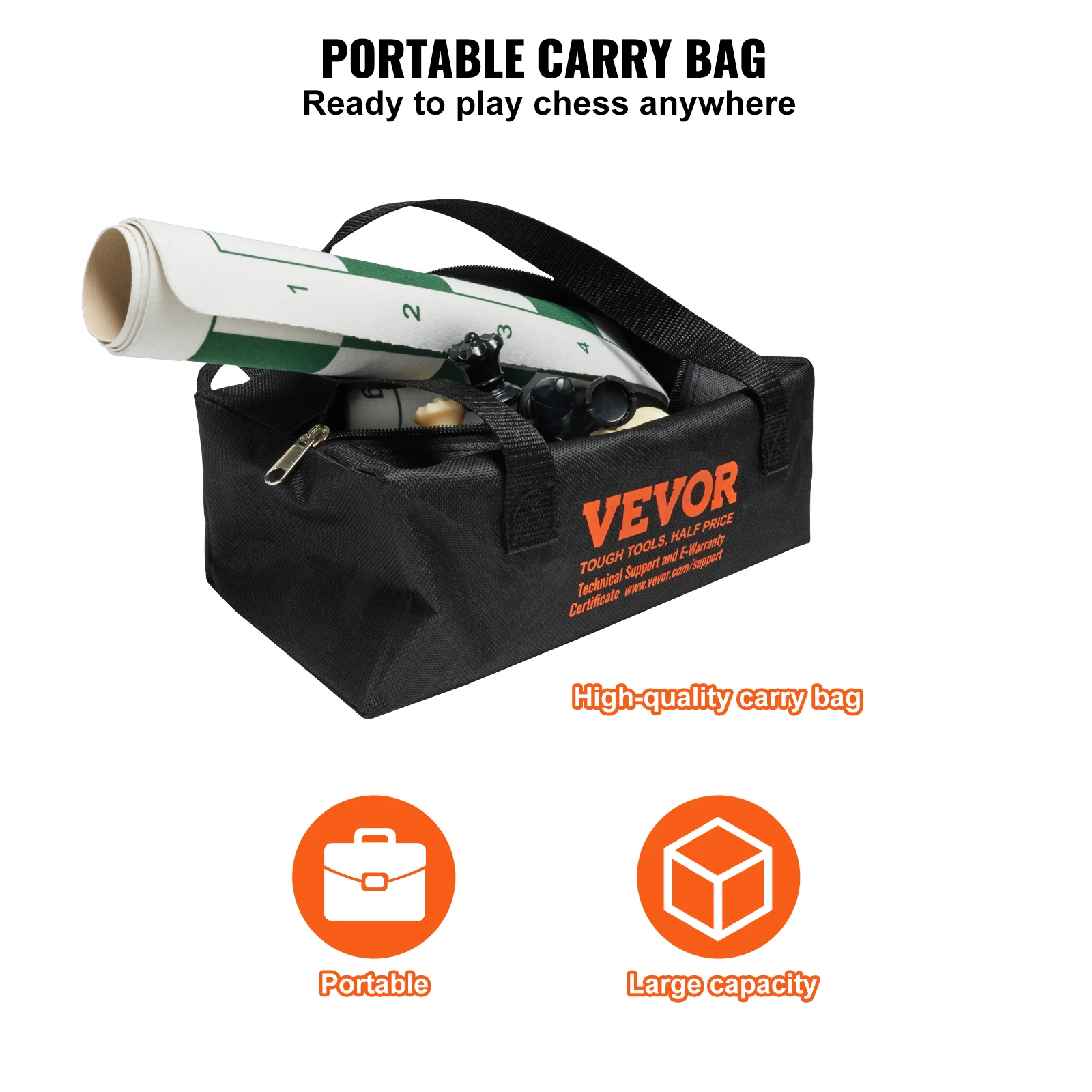 VEVOR-مجموعة شطرنج للكبار ، مبتدئ مبتدئ ، لوحة سيليكون قابلة للطي ، لعبة محمولة للسفر ، بالغ ، 20 في