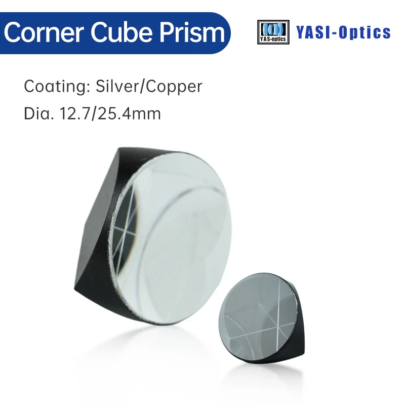 Yasi 코너 큐브 프리즘, 토탈 스테이션 측량용 구리 실버 코팅, 1 인치 K9 삼각형 역반사판, 12.7mm, 25.4mm