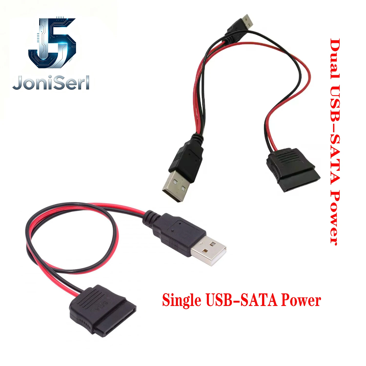 DC 5V USB Dual to SATA 15Pin Power Cable for 2.5 inch SATA HDD SSD Disk Driver 5V 2A Max