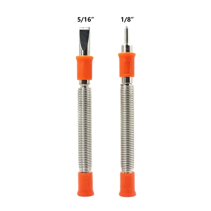 2Pcs Spring Tool Set 5/16-Inch Chisel and 1/8-Inch Center Punch Set, Spring Loaded Rivet Removal Set for Wood